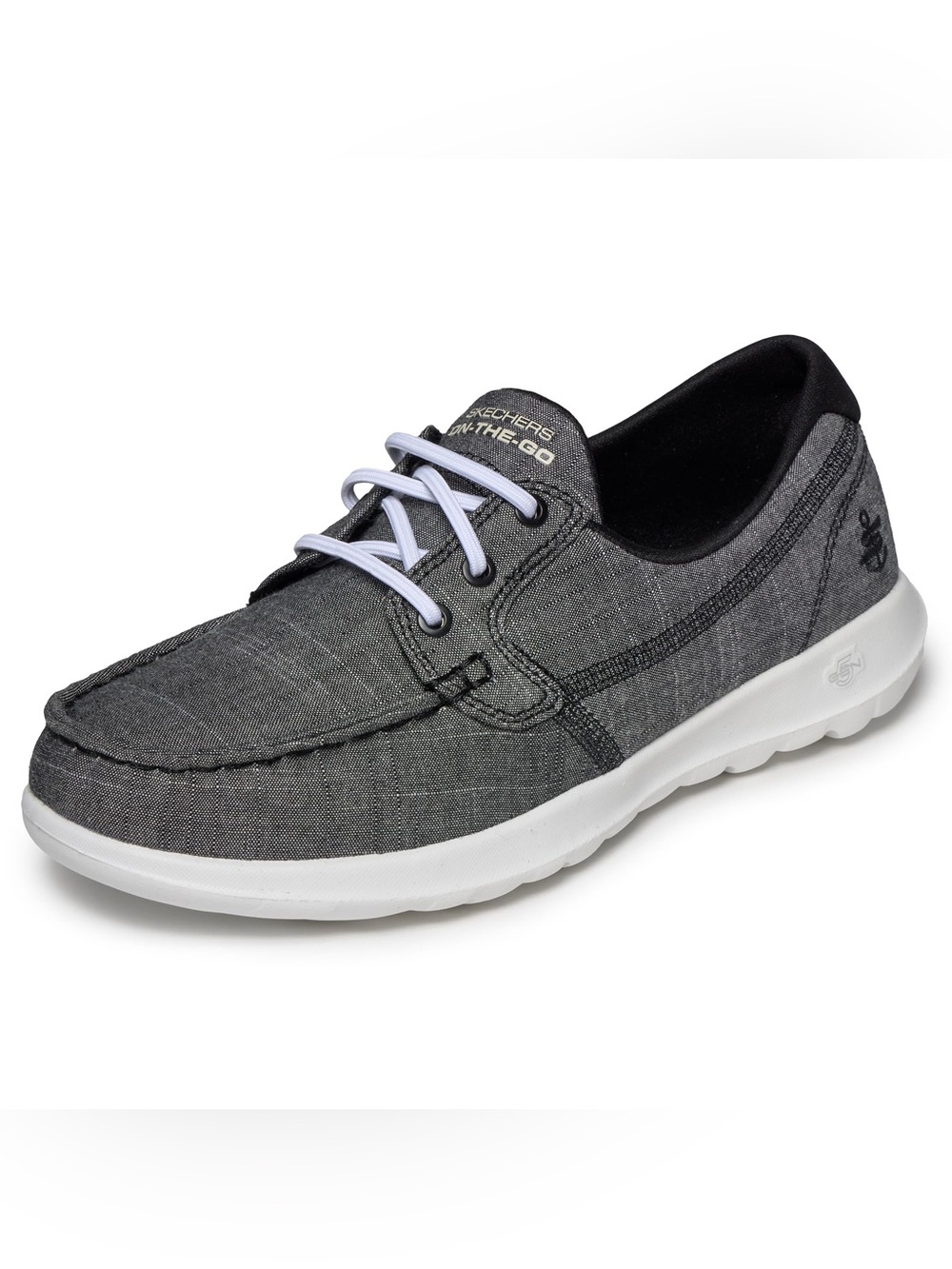 Skechers Women's Go Walk Lite - Isla Boat Shoe, Black/White, 8